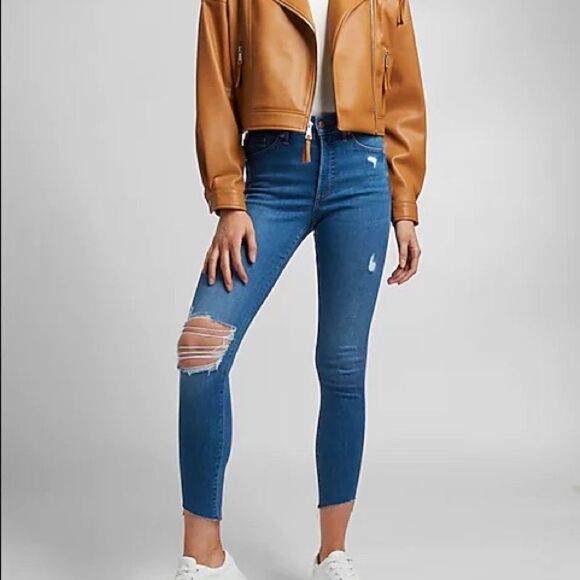 Express Cropped Faux Leather Moto Jacket - Picture 6 of 7